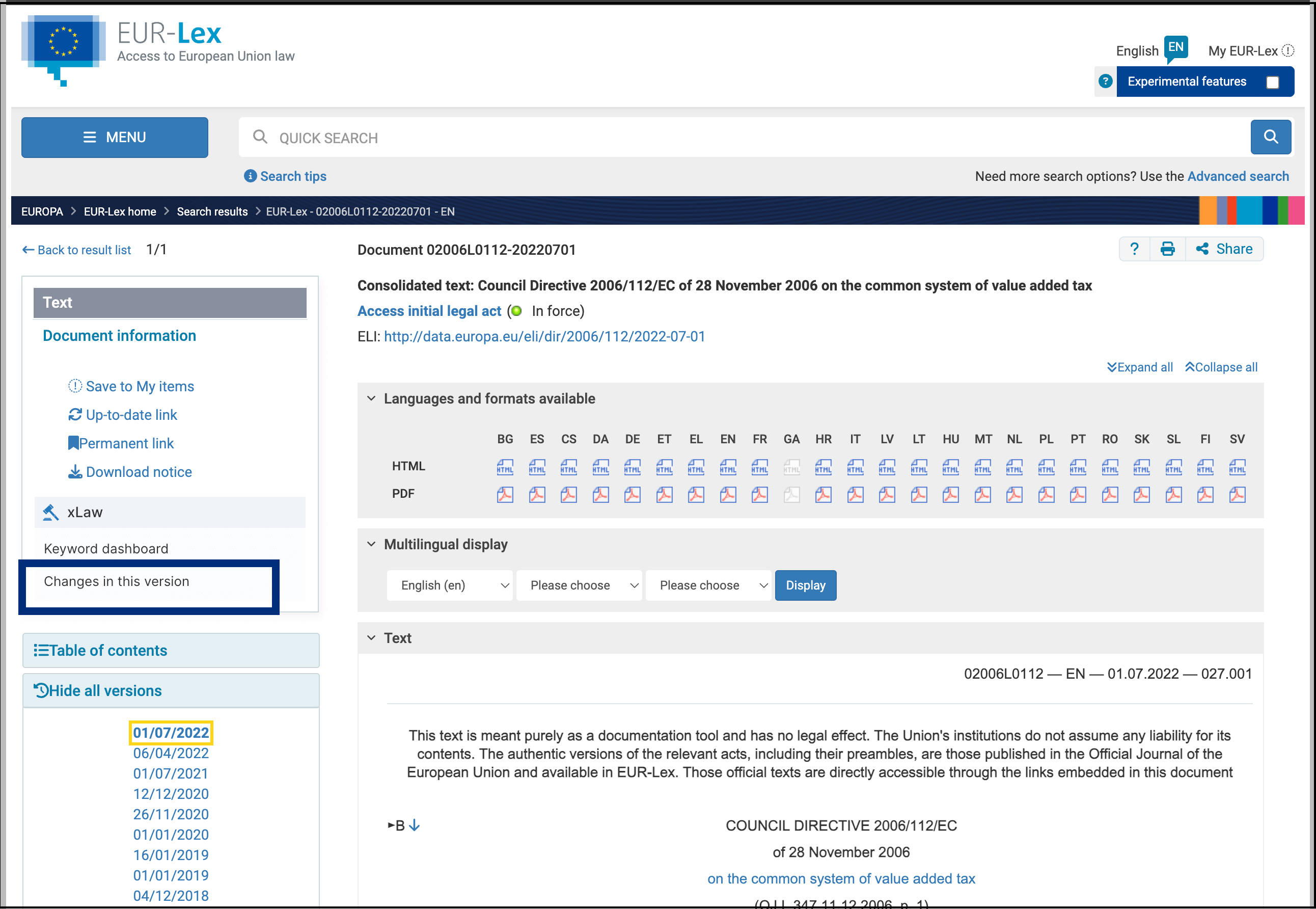 Changes in this version