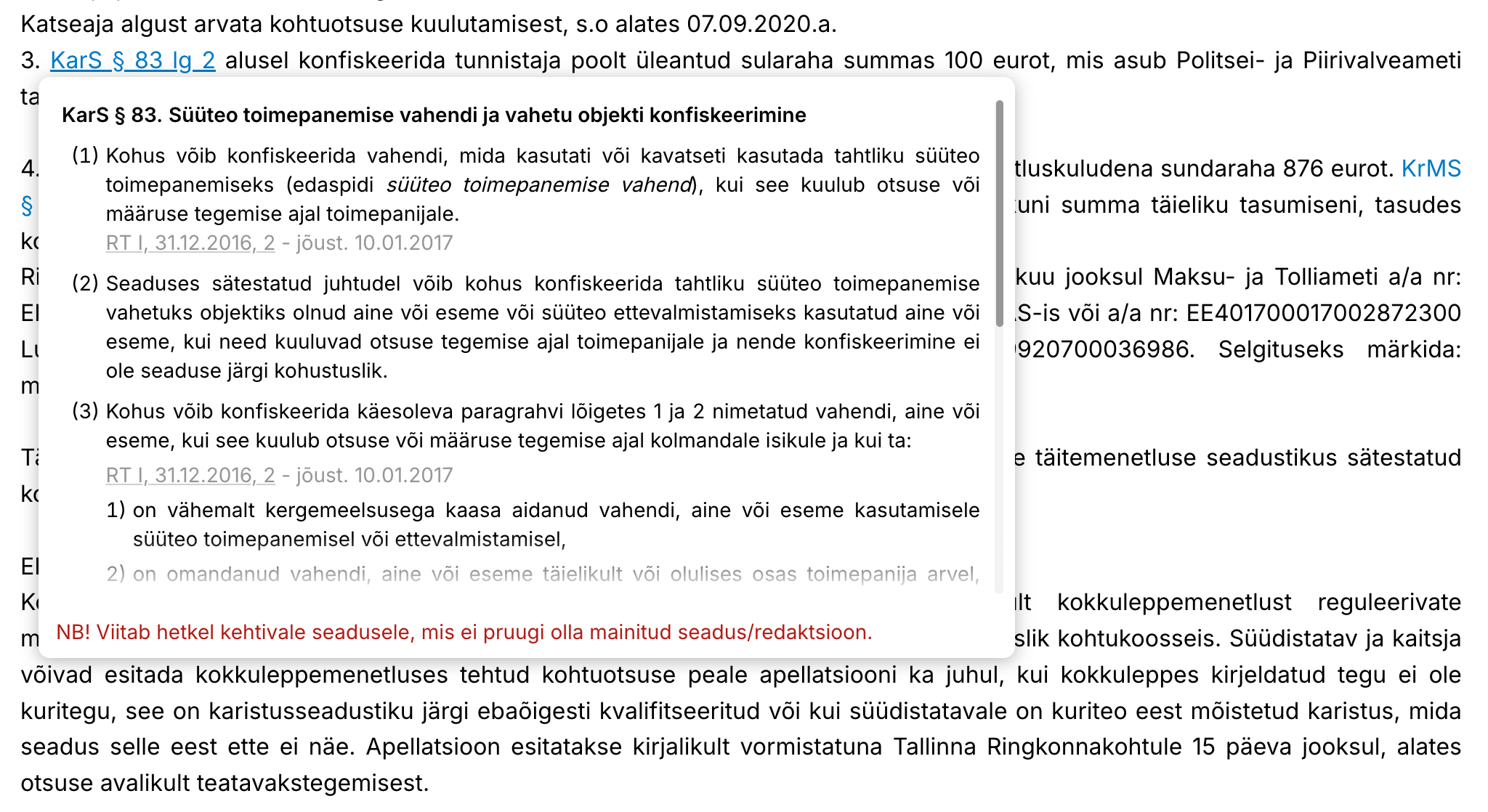 Paragrahvi viite kuvamine
