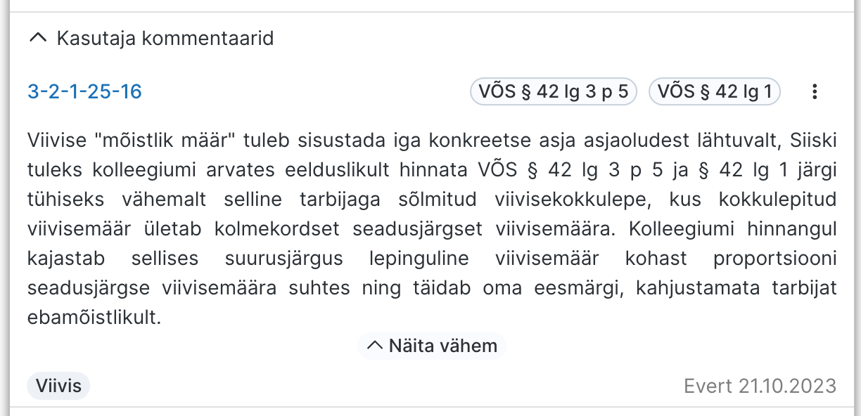 Kasutaja kommentaarid