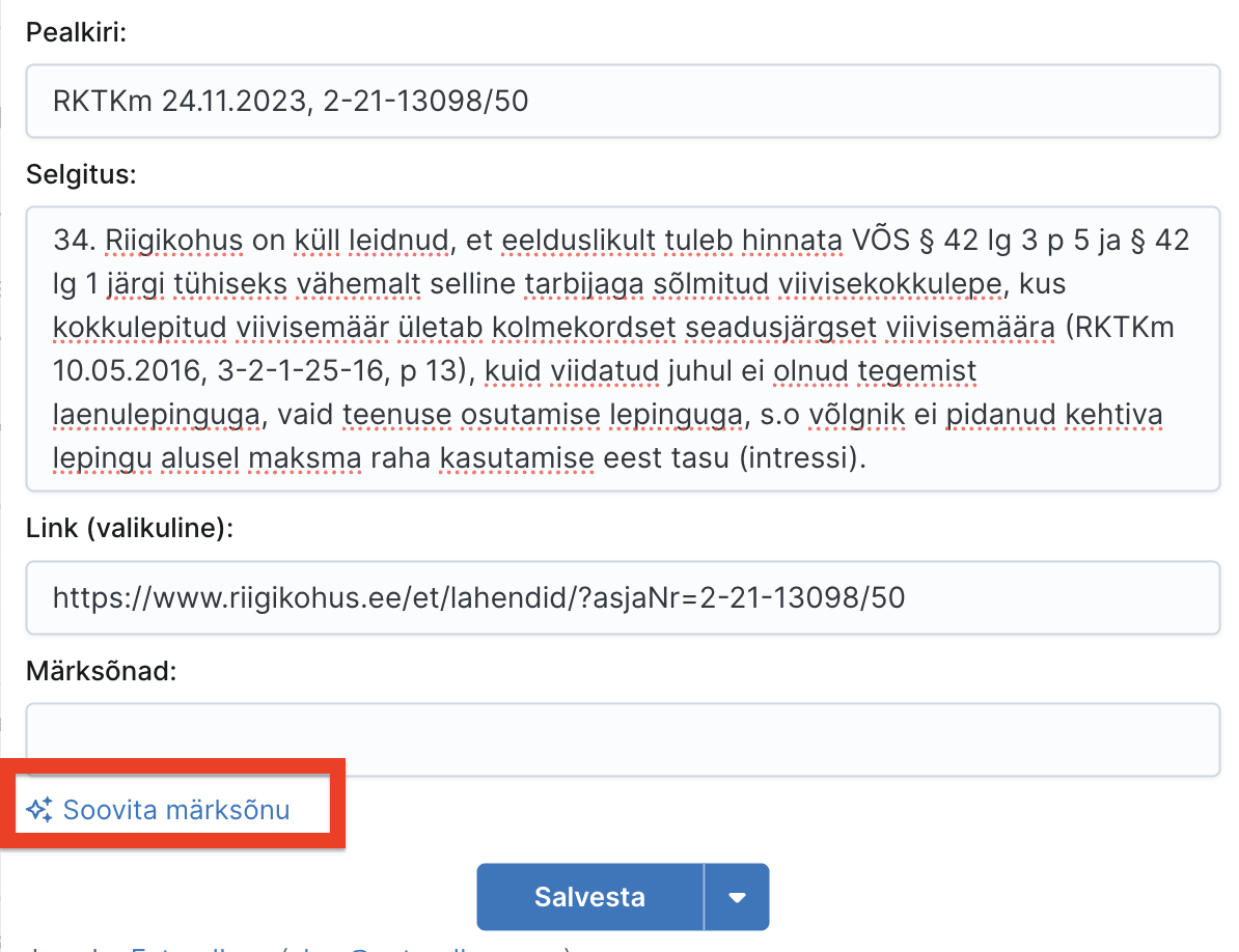 Märksõnade soovitamine